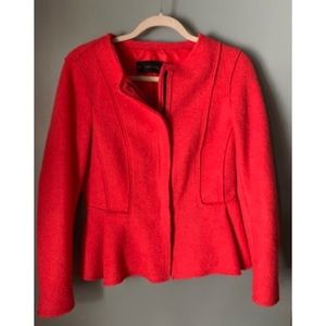 Zara red/orange wool peplum jacket